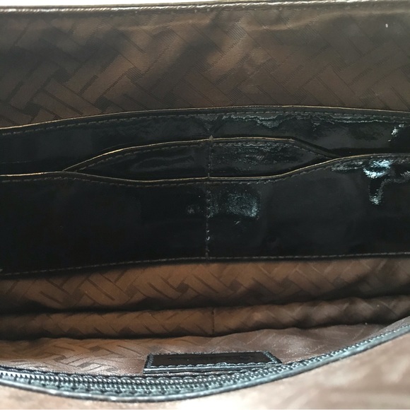 Cole Haan Genevieve Oversize Clutch Bag Abstract Woven Patent and Suede Leather - Picture 8 of 14